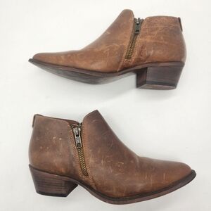 Steve Madden Booties 7 Brown Leather Ajay Pointed Toe Ankle Boots Western Casual